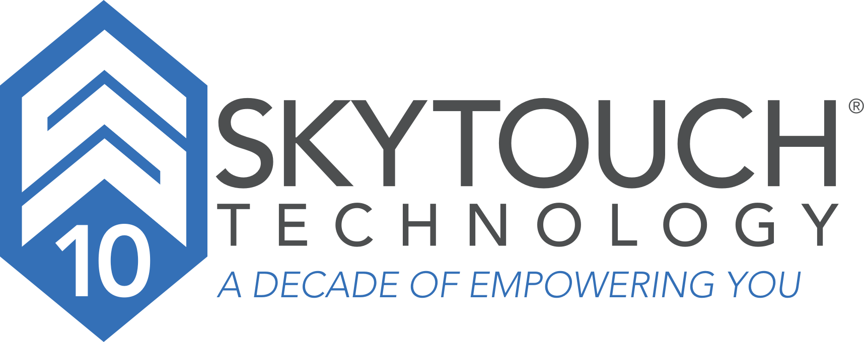 SkyTouch 10 year logo